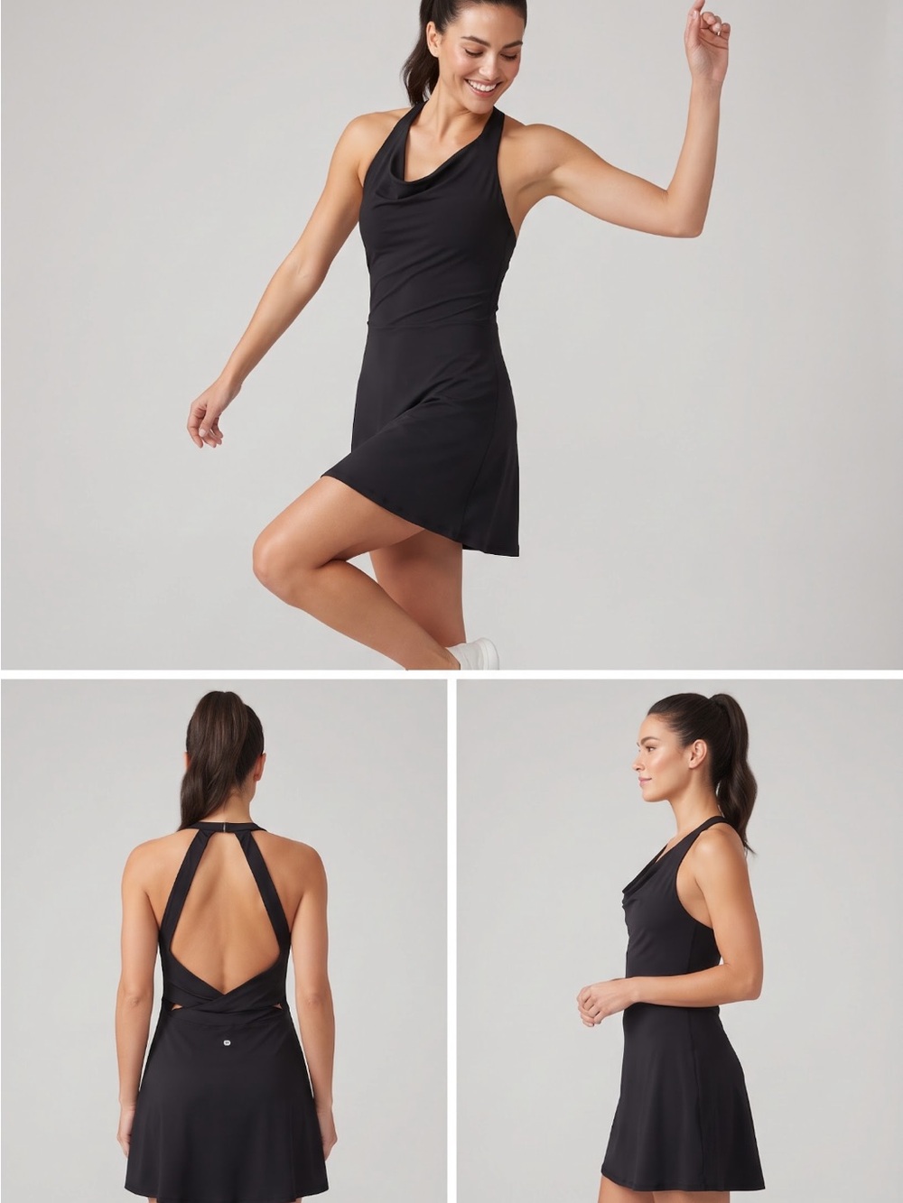 HALARA Black Open-Back Fit & Flare Dress